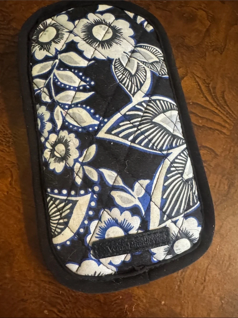 Blue Floral Quilted Eyeglass Pouch - Protective Sleeve
